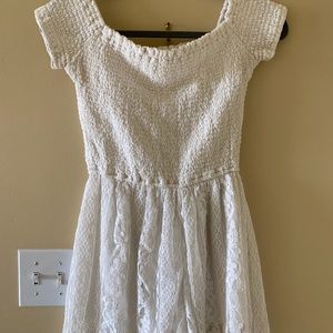 Hollister White Ribbed Top and Lace Bottom Romper